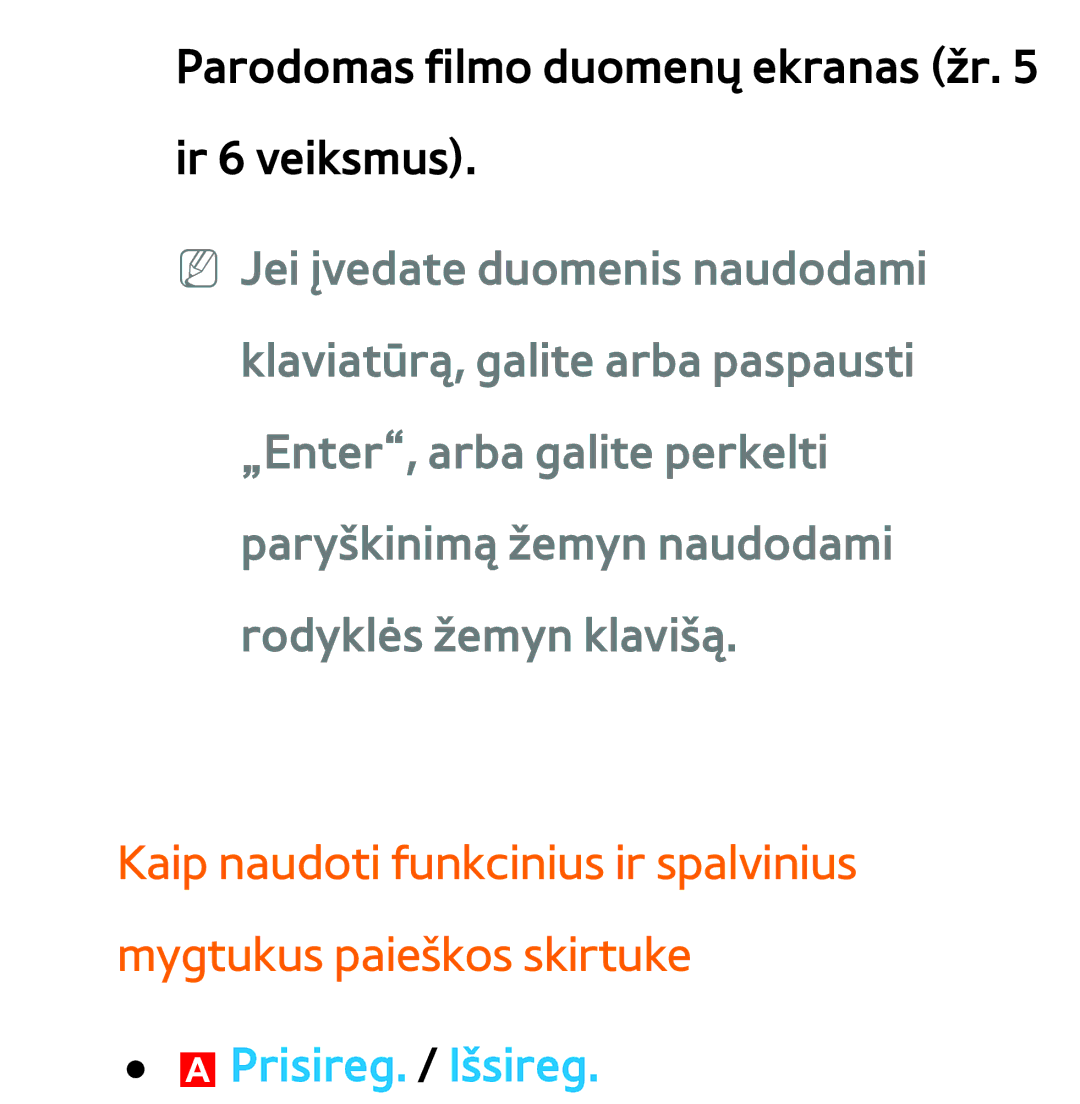 Samsung UE55ES8000SXXH, UE55ES7000SXXH, UE46ES8000SXXH, UE46ES7000SXXH manual Parodomas filmo duomenų ekranas žr ir 6 veiksmus 