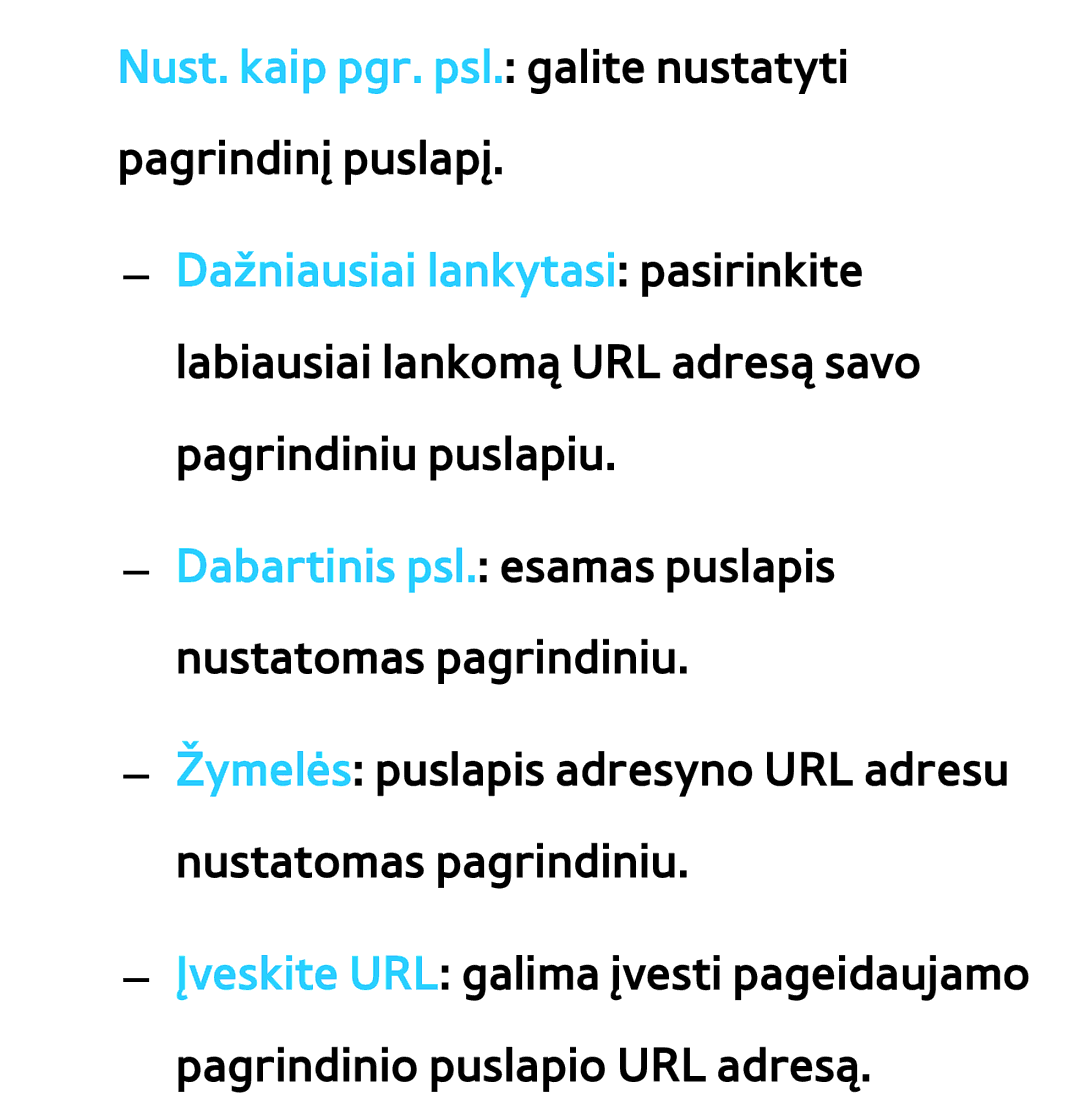 Samsung UE40ES8000SXXH, UE55ES8000SXXH, UE55ES7000SXXH manual Žymelės puslapis adresyno URL adresu nustatomas pagrindiniu 