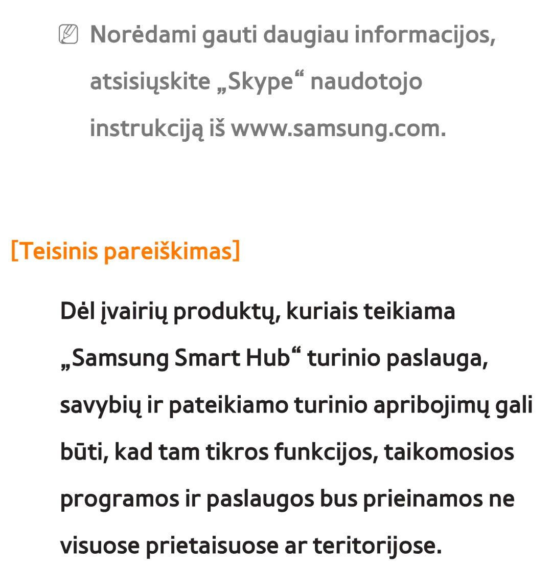 Samsung UE65ES8000SXXH, UE55ES8000SXXH, UE55ES7000SXXH, UE46ES8000SXXH, UE46ES7000SXXH, UE40ES8000SXXH Teisinis pareiškimas 