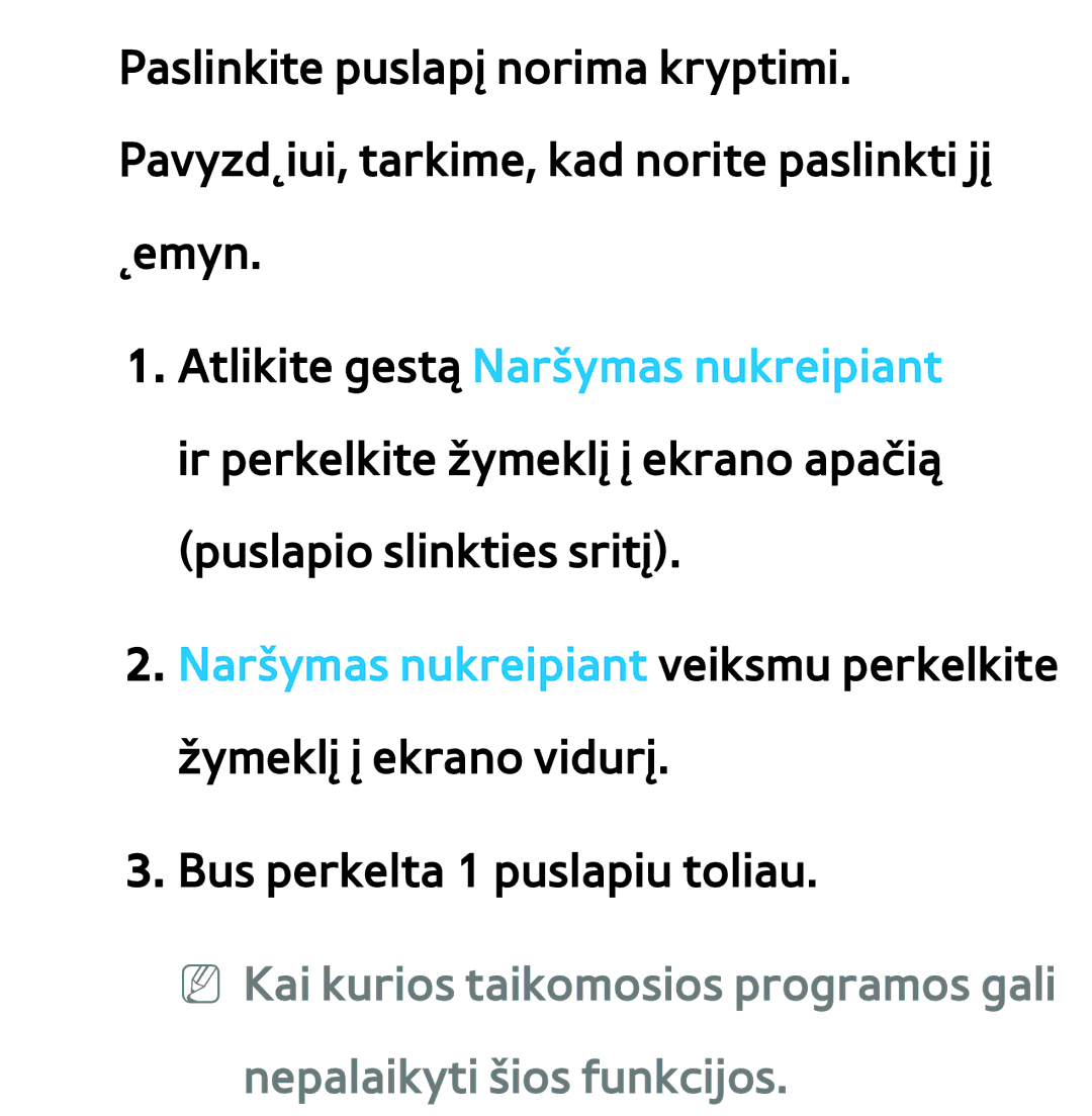 Samsung UE40ES8000SXXH, UE55ES8000SXXH, UE55ES7000SXXH manual Žymeklį į ekrano vidurį Bus perkelta 1 puslapiu toliau 