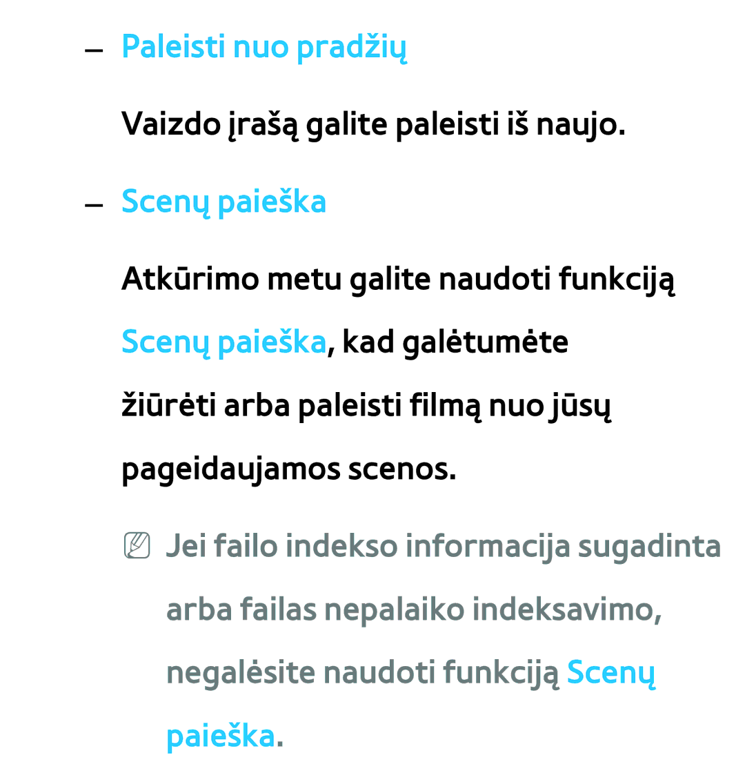 Samsung UE46ES7000SXXH, UE55ES8000SXXH, UE55ES7000SXXH, UE46ES8000SXXH, UE65ES8000SXXH Paleisti nuo pradžių, Scenų paieška 