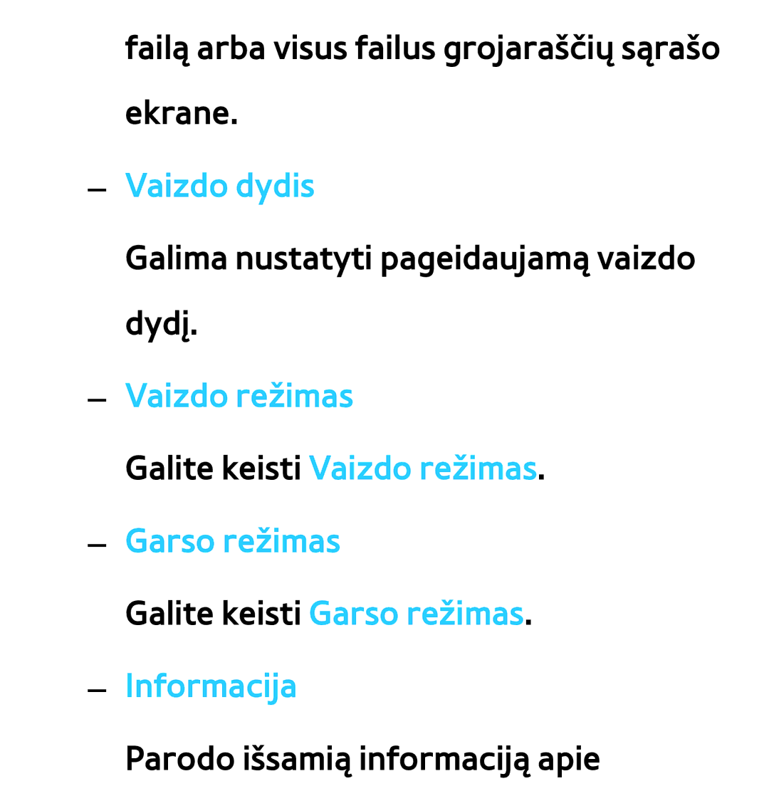 Samsung UE55ES8000SXXH, UE55ES7000SXXH, UE46ES8000SXXH, UE46ES7000SXXH manual Galima nustatyti pageidaujamą vaizdo dydį 