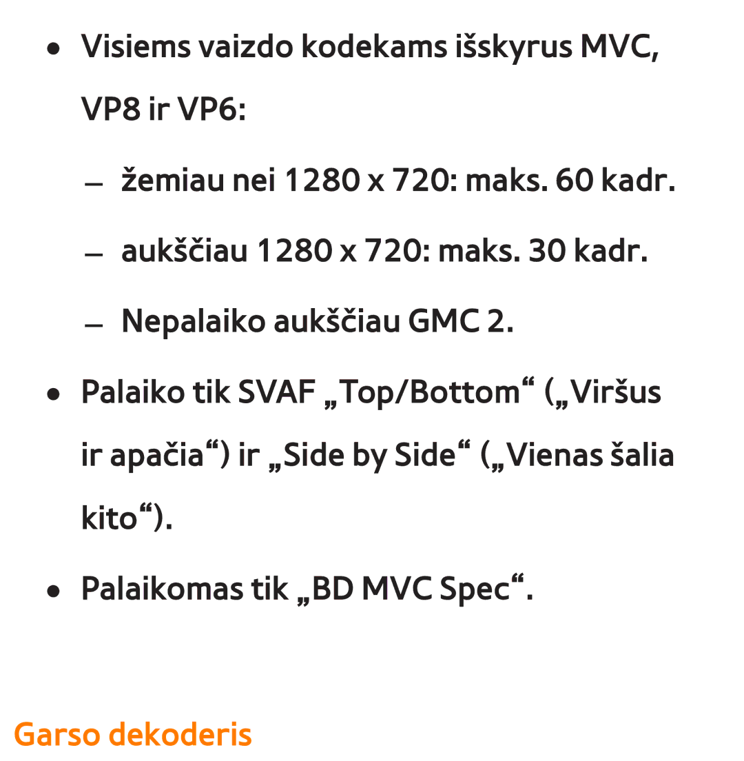 Samsung UE46ES7000SXXH, UE55ES8000SXXH, UE55ES7000SXXH, UE46ES8000SXXH, UE65ES8000SXXH, UE40ES8000SXXH manual Garso dekoderis 