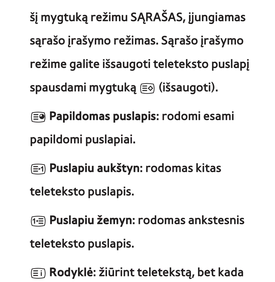 Samsung UE46ES7000SXXH, UE55ES8000SXXH, UE55ES7000SXXH, UE46ES8000SXXH, UE65ES8000SXXH manual 1Papildomas puslapis rodomi esami 