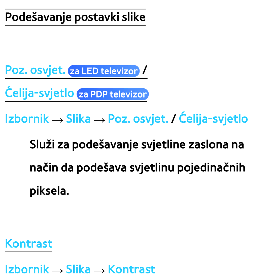 Samsung UE65ES8000SXXH, UE55ES8000SXXH, UE55ES7000SXXH, UE46ES8000SXXH, UE46ES7000SXXH manual Podešavanje postavki slike 