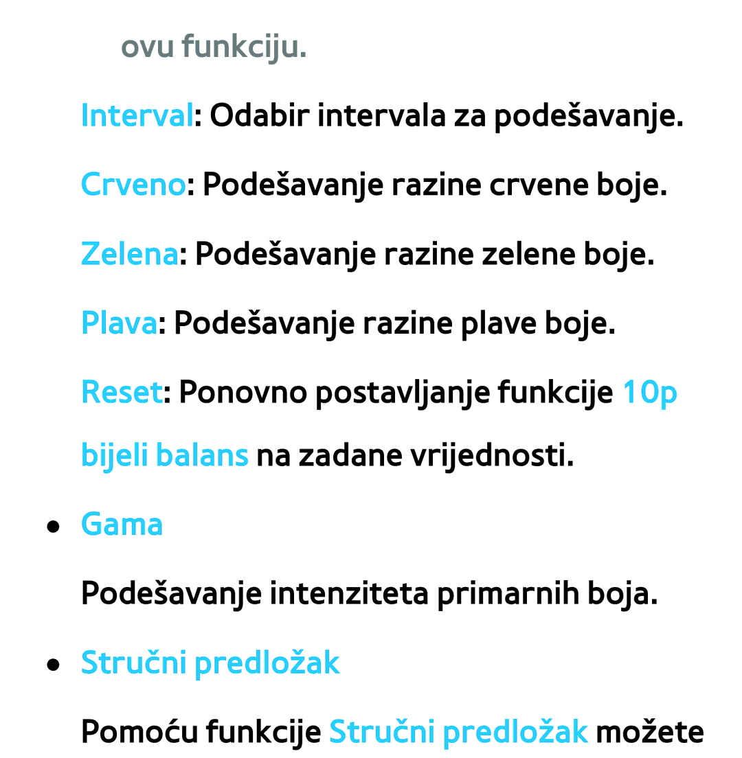 Samsung UE46ES8000SXXH, UE55ES8000SXXH, UE55ES7000SXXH, UE46ES7000SXXH, UE65ES8000SXXH, UE40ES8000SXXH manual Ovu funkciju, Gama 
