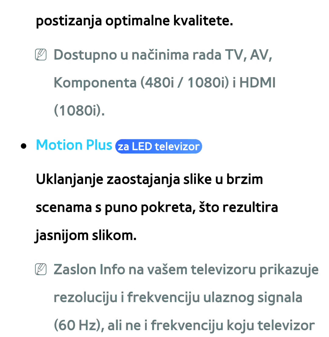 Samsung UE46ES7000SXXH, UE55ES8000SXXH, UE55ES7000SXXH, UE46ES8000SXXH, UE65ES8000SXXH manual Postizanja optimalne kvalitete 