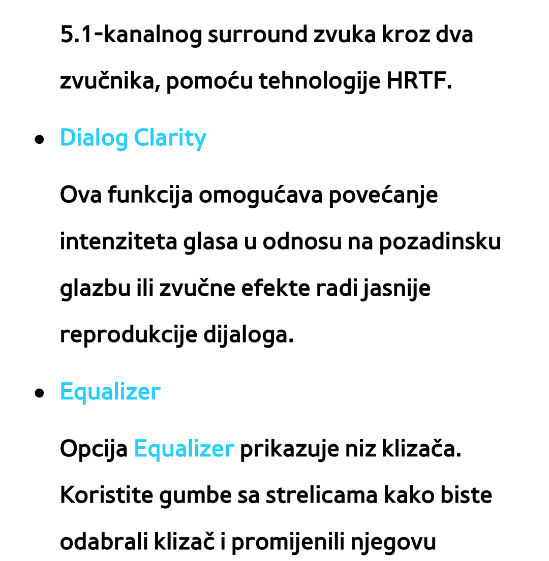 Samsung UE40ES7000SXXH, UE55ES8000SXXH, UE55ES7000SXXH, UE46ES8000SXXH, UE46ES7000SXXH manual Dialog Clarity, Equalizer 