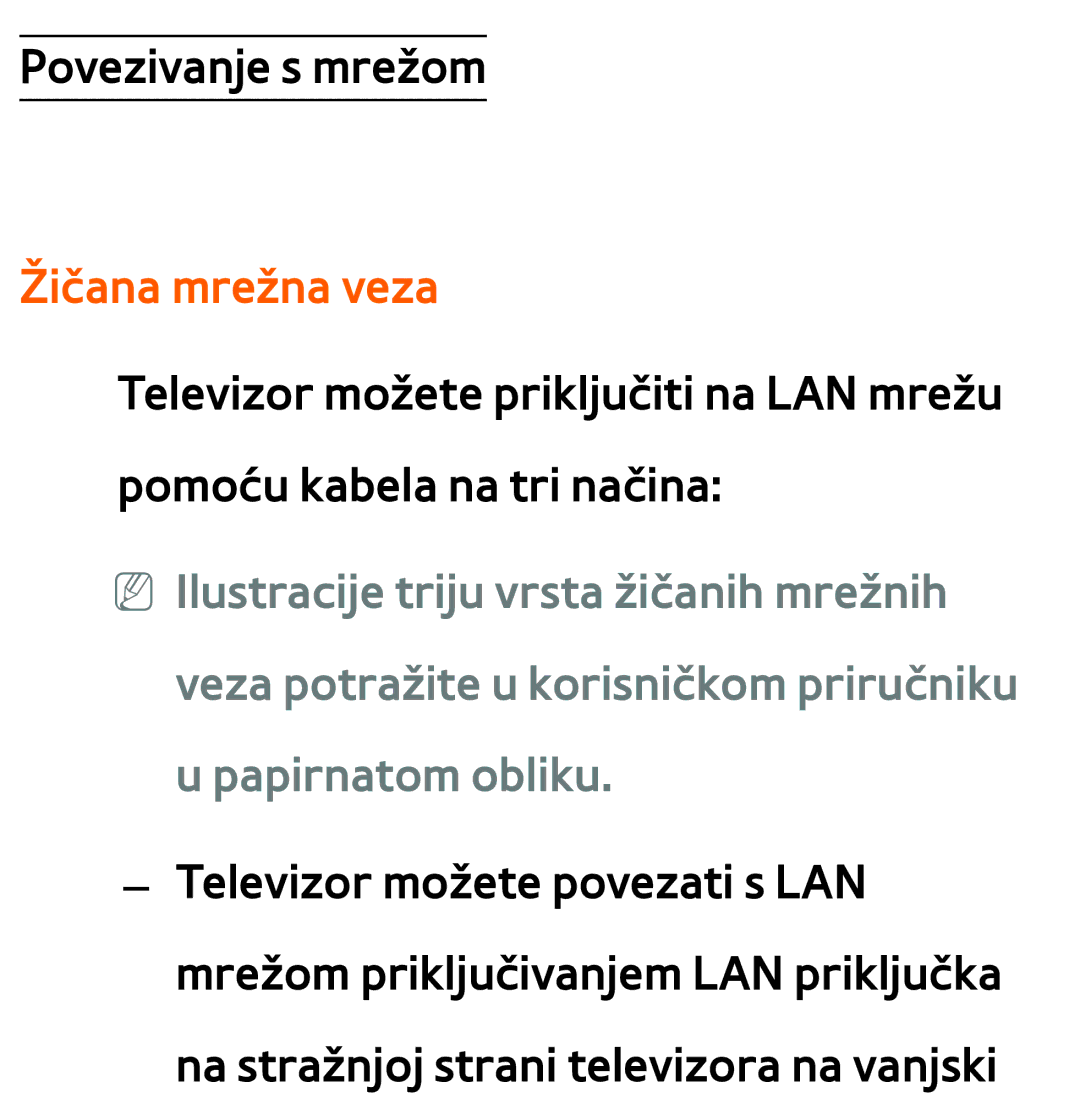 Samsung UE40ES8000SXXH, UE55ES8000SXXH, UE55ES7000SXXH, UE46ES8000SXXH, UE46ES7000SXXH, UE65ES8000SXXH manual Žičana mrežna veza 