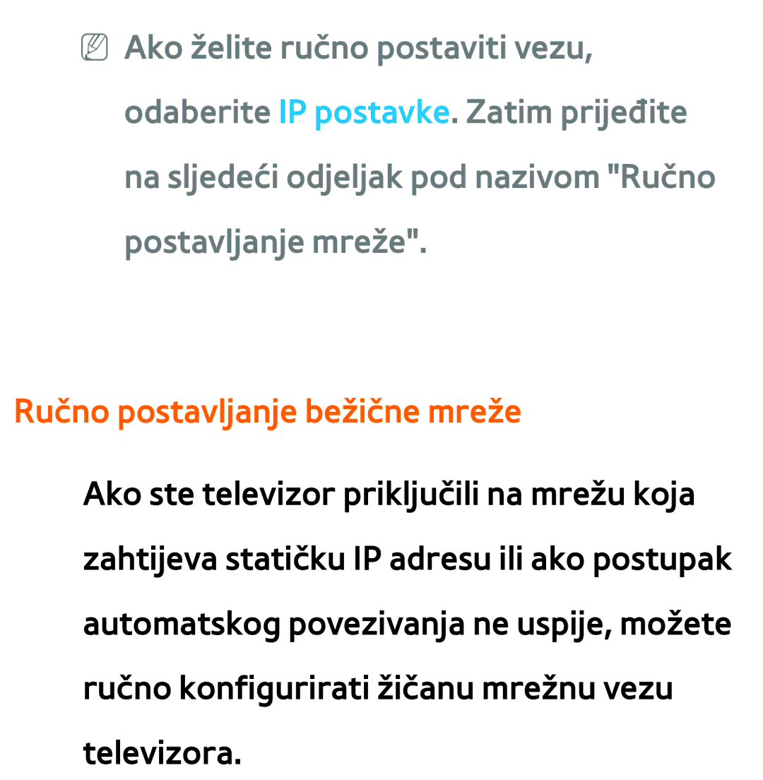 Samsung UE55ES7000SXXH, UE55ES8000SXXH, UE46ES8000SXXH, UE46ES7000SXXH, UE65ES8000SXXH manual Ručno postavljanje bežične mreže 