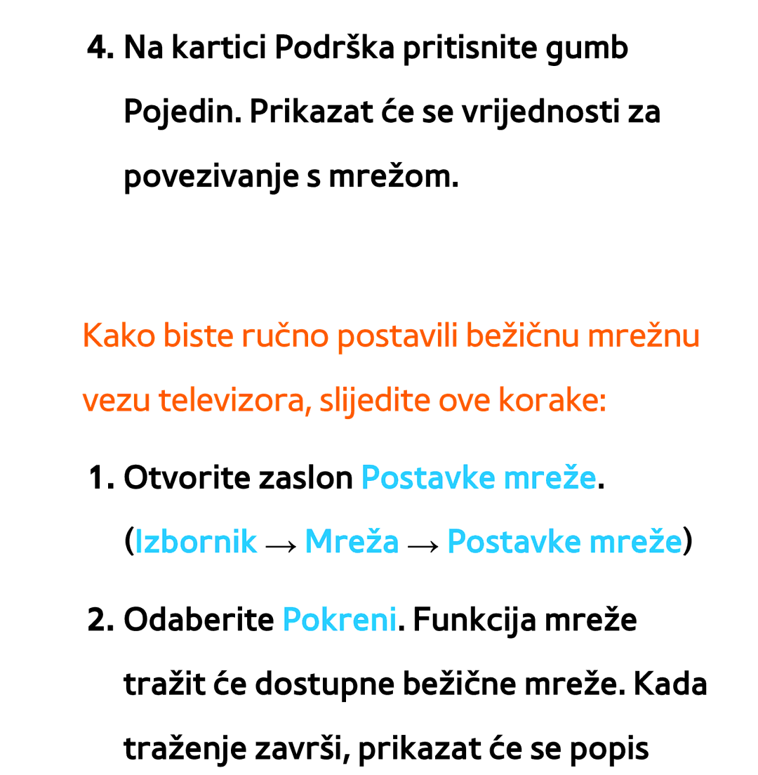 Samsung UE46ES7000SXXH, UE55ES8000SXXH, UE55ES7000SXXH, UE46ES8000SXXH, UE65ES8000SXXH manual Izbornik → Mreža → Postavke mreže 