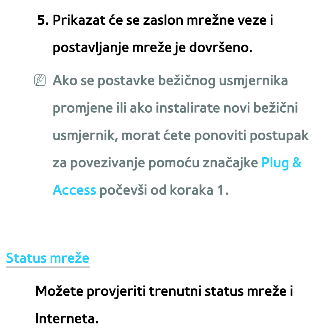 Samsung UE75ES9000SXXH, UE55ES8000SXXH, UE55ES7000SXXH, UE46ES8000SXXH, UE46ES7000SXXH, UE65ES8000SXXH manual Status mreže 