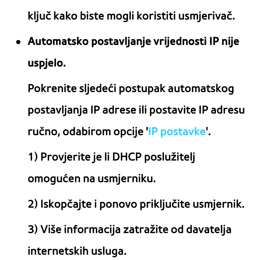 Samsung UE55ES7000SXXH, UE55ES8000SXXH, UE46ES8000SXXH, UE46ES7000SXXH manual Ključ kako biste mogli koristiti usmjerivač 