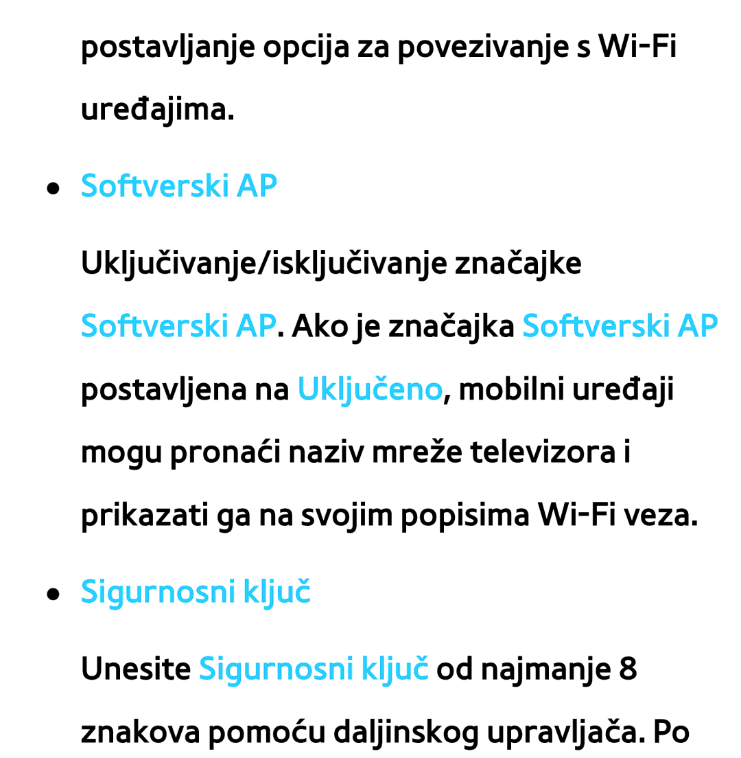 Samsung UE55ES7000SXXH, UE55ES8000SXXH, UE46ES8000SXXH, UE46ES7000SXXH, UE65ES8000SXXH manual Softverski AP, Sigurnosni ključ 