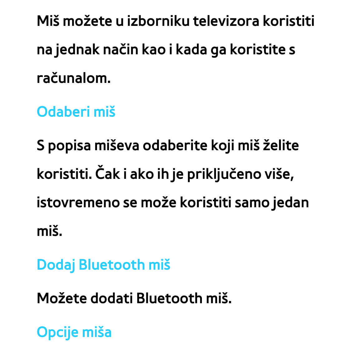 Samsung UE75ES9000SXXH, UE55ES8000SXXH, UE55ES7000SXXH, UE46ES8000SXXH, UE46ES7000SXXH manual Odaberi miš, Dodaj Bluetooth miš 