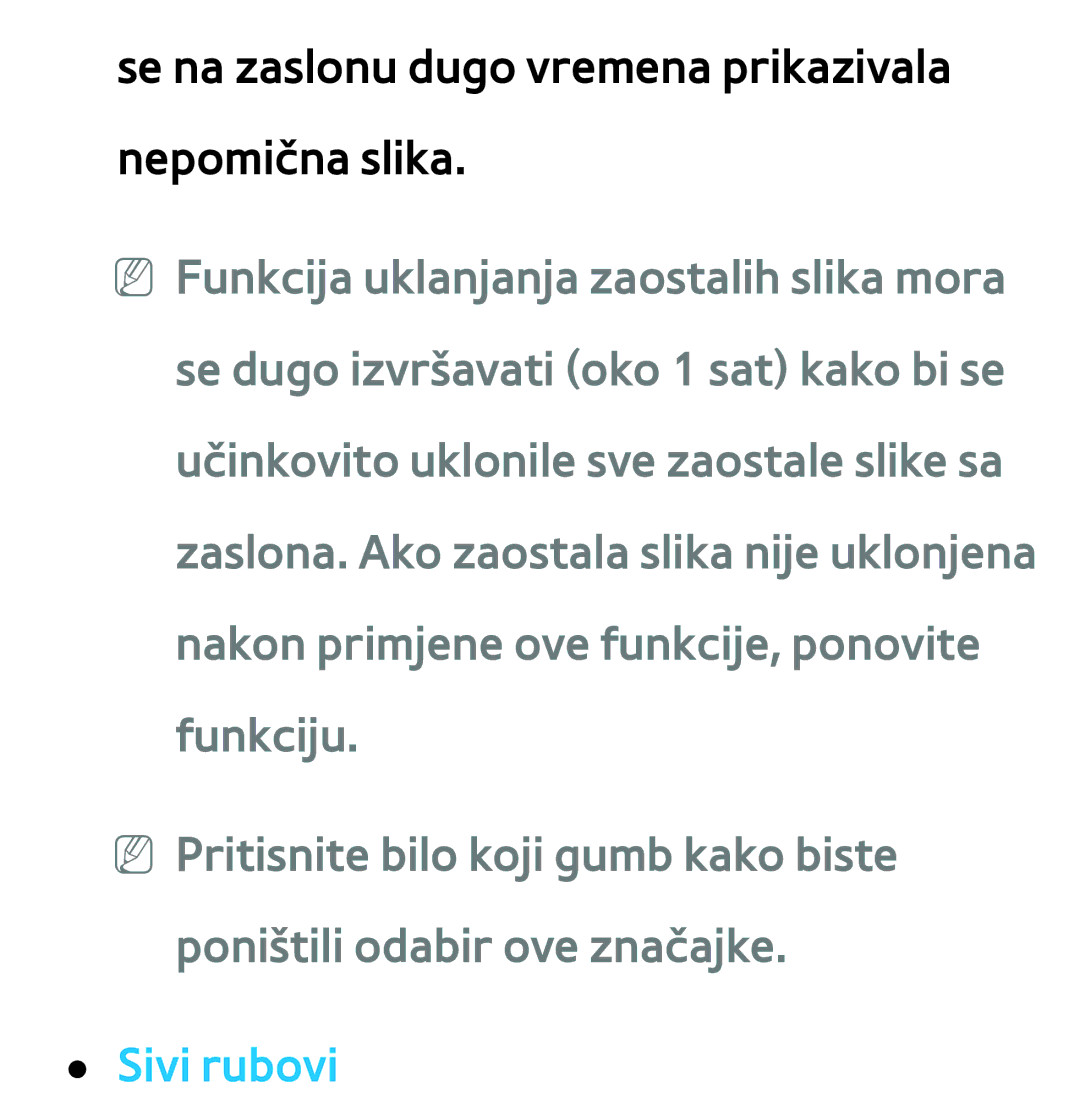 Samsung UE40ES8000SXXH, UE55ES8000SXXH, UE55ES7000SXXH manual Se na zaslonu dugo vremena prikazivala nepomična slika 