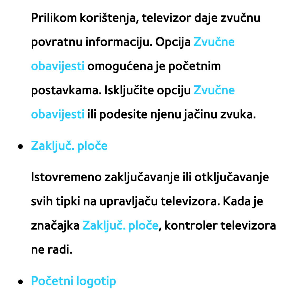 Samsung UE46ES7000SXXH, UE55ES8000SXXH, UE55ES7000SXXH, UE46ES8000SXXH, UE65ES8000SXXH manual Zaključ. ploče, Početni logotip 