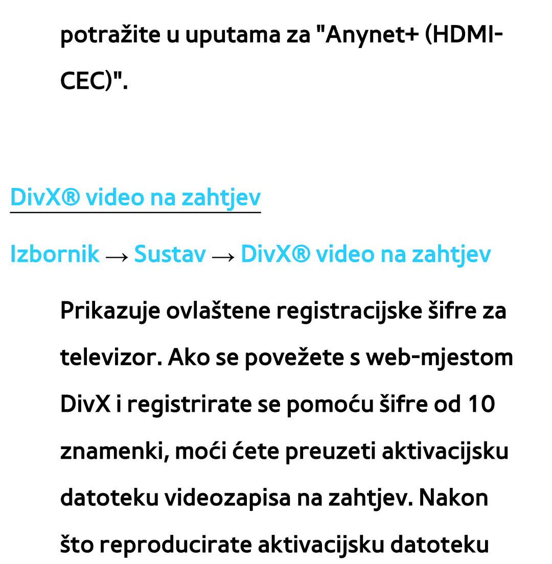 Samsung UE40ES7000SXXH, UE55ES8000SXXH, UE55ES7000SXXH, UE46ES8000SXXH manual Potražite u uputama za Anynet+ HDMI- CEC 