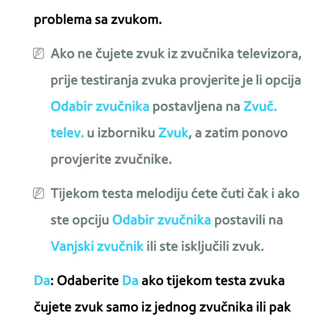 Samsung UE40ES8000SXXH, UE55ES8000SXXH, UE55ES7000SXXH, UE46ES8000SXXH, UE46ES7000SXXH, UE65ES8000SXXH manual Problema sa zvukom 