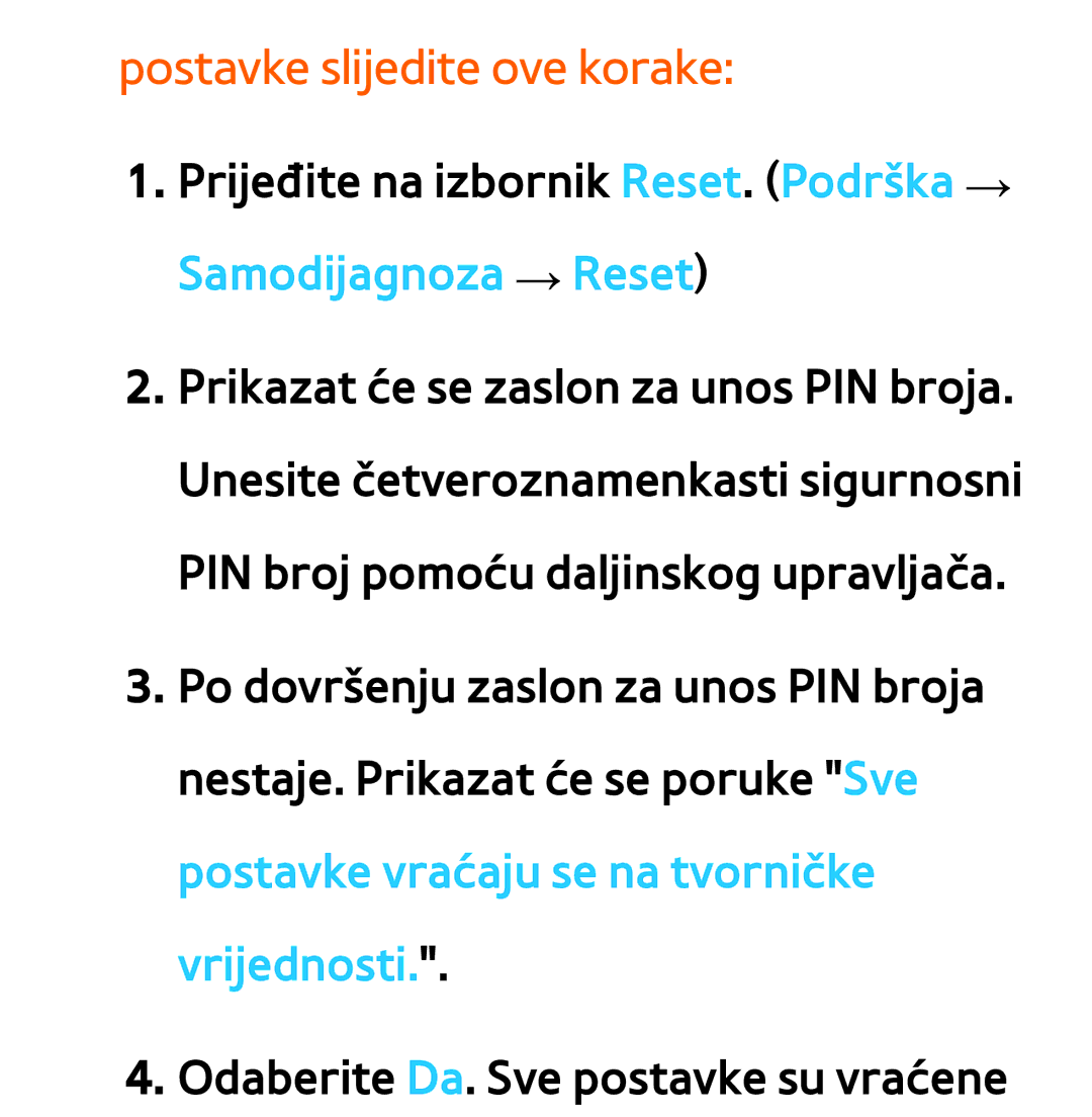 Samsung UE55ES8000SXXH, UE55ES7000SXXH, UE46ES8000SXXH, UE46ES7000SXXH, UE65ES8000SXXH manual Postavke slijedite ove korake 