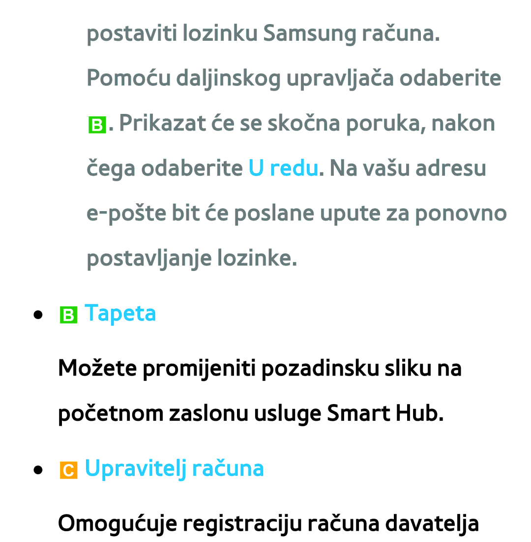 Samsung UE40ES7000SXXH, UE55ES8000SXXH, UE55ES7000SXXH, UE46ES8000SXXH, UE46ES7000SXXH manual BTapeta, Upravitelj računa 