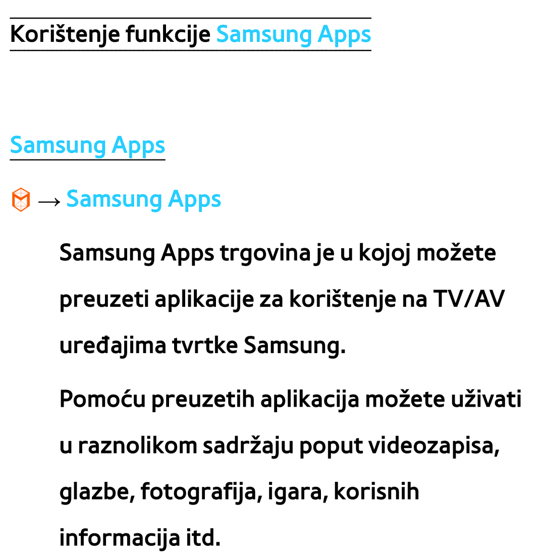 Samsung UE55ES8000SXXH, UE55ES7000SXXH, UE46ES8000SXXH, UE46ES7000SXXH, UE65ES8000SXXH manual Samsung Apps → Samsung Apps 