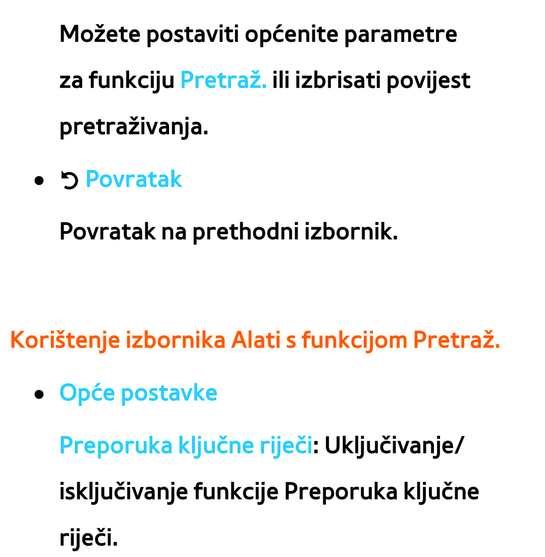 Samsung UE40ES7000SXXH, UE55ES8000SXXH, UE55ES7000SXXH manual RPovratak, Korištenje izbornika Alati s funkcijom Pretraž 