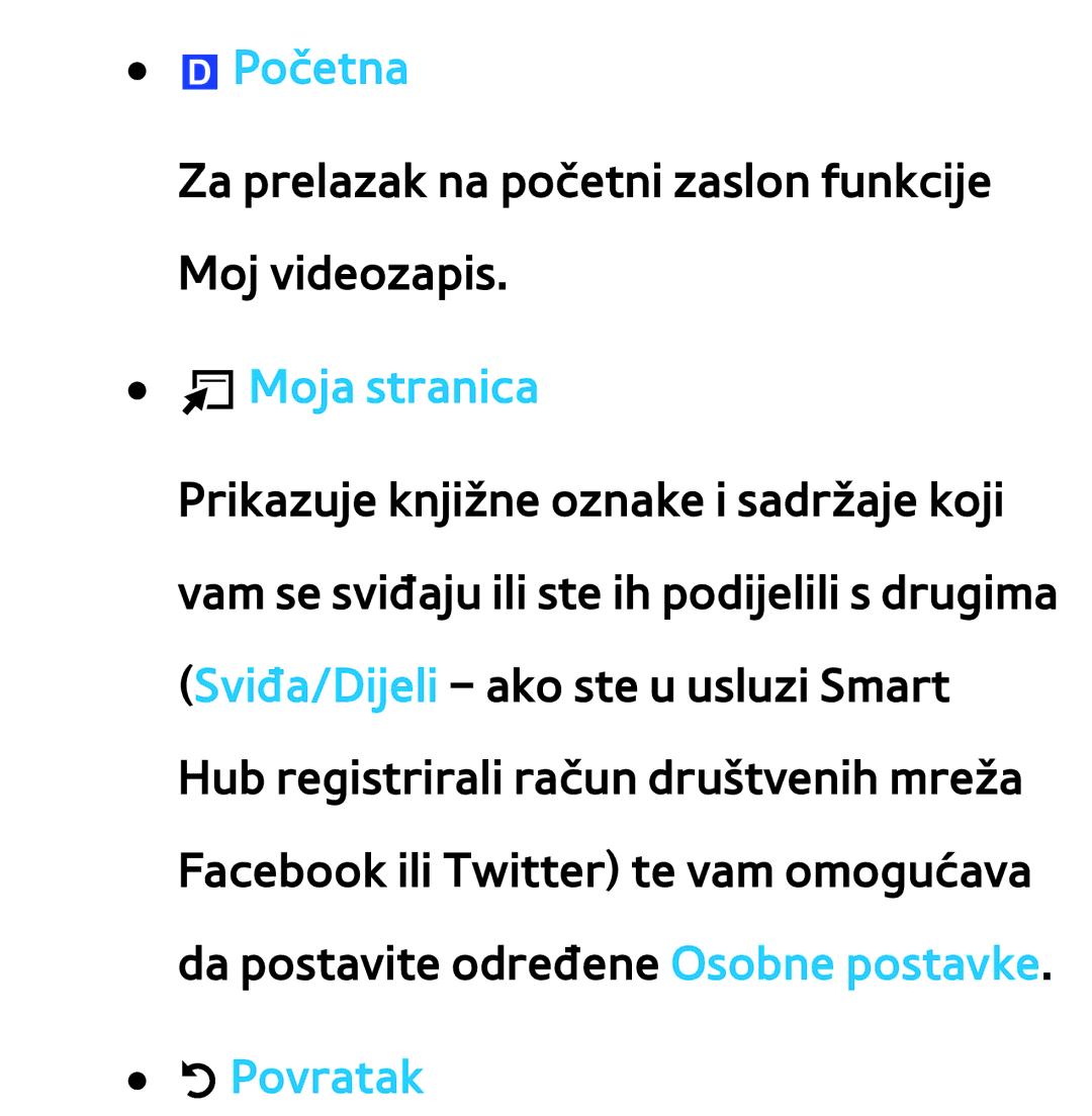 Samsung UE65ES8000SXXH, UE55ES8000SXXH, UE55ES7000SXXH, UE46ES8000SXXH, UE46ES7000SXXH, UE40ES8000SXXH Početna, TMoja stranica 