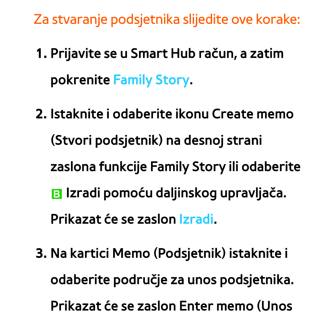 Samsung UE46ES8000SXXH, UE55ES8000SXXH, UE55ES7000SXXH, UE46ES7000SXXH manual Za stvaranje podsjetnika slijedite ove korake 