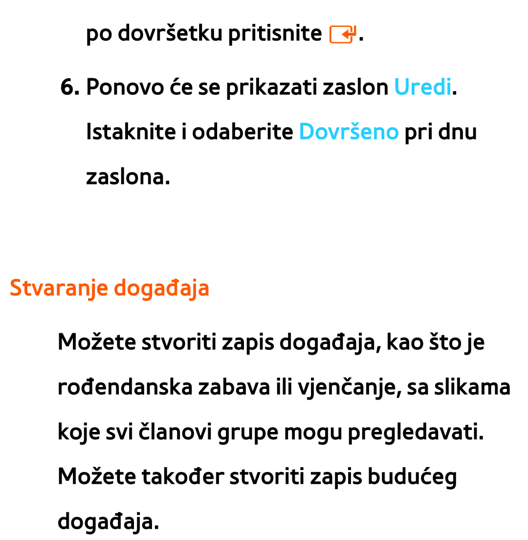 Samsung UE55ES8000SXXH, UE55ES7000SXXH, UE46ES8000SXXH, UE46ES7000SXXH, UE65ES8000SXXH, UE40ES8000SXXH manual Stvaranje događaja 