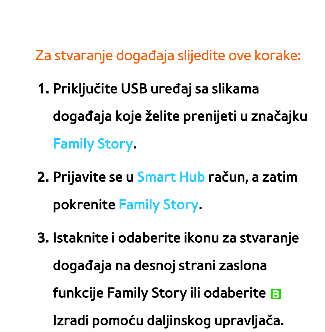 Samsung UE55ES7000SXXH, UE55ES8000SXXH, UE46ES8000SXXH, UE46ES7000SXXH manual Za stvaranje događaja slijedite ove korake 