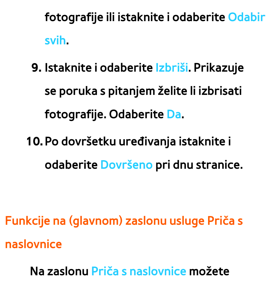 Samsung UE40ES8000SXXH manual Funkcije na glavnom zaslonu usluge Priča s naslovnice, Na zaslonu Priča s naslovnice možete 