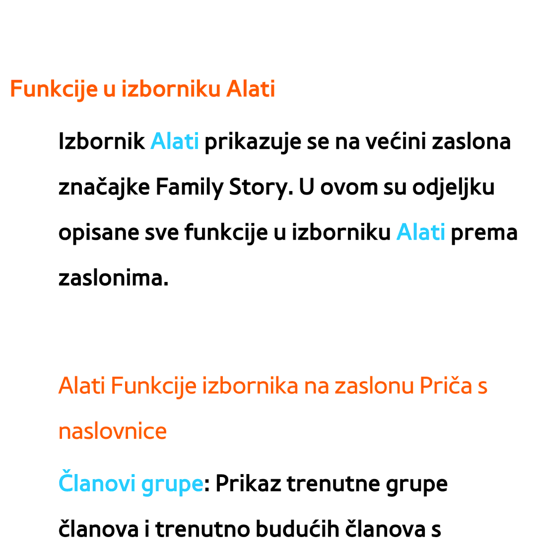 Samsung UE40ES8000SXXH, UE55ES8000SXXH Funkcije u izborniku Alati, Alati Funkcije izbornika na zaslonu Priča s naslovnice 