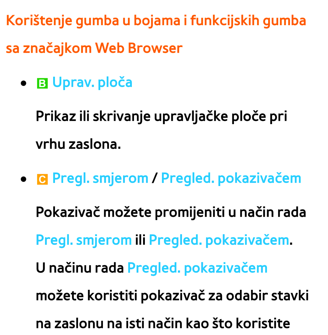 Samsung UE75ES9000SXXH, UE55ES8000SXXH, UE55ES7000SXXH, UE46ES8000SXXH BUprav. ploča, Pregl. smjerom / Pregled. pokazivačem 