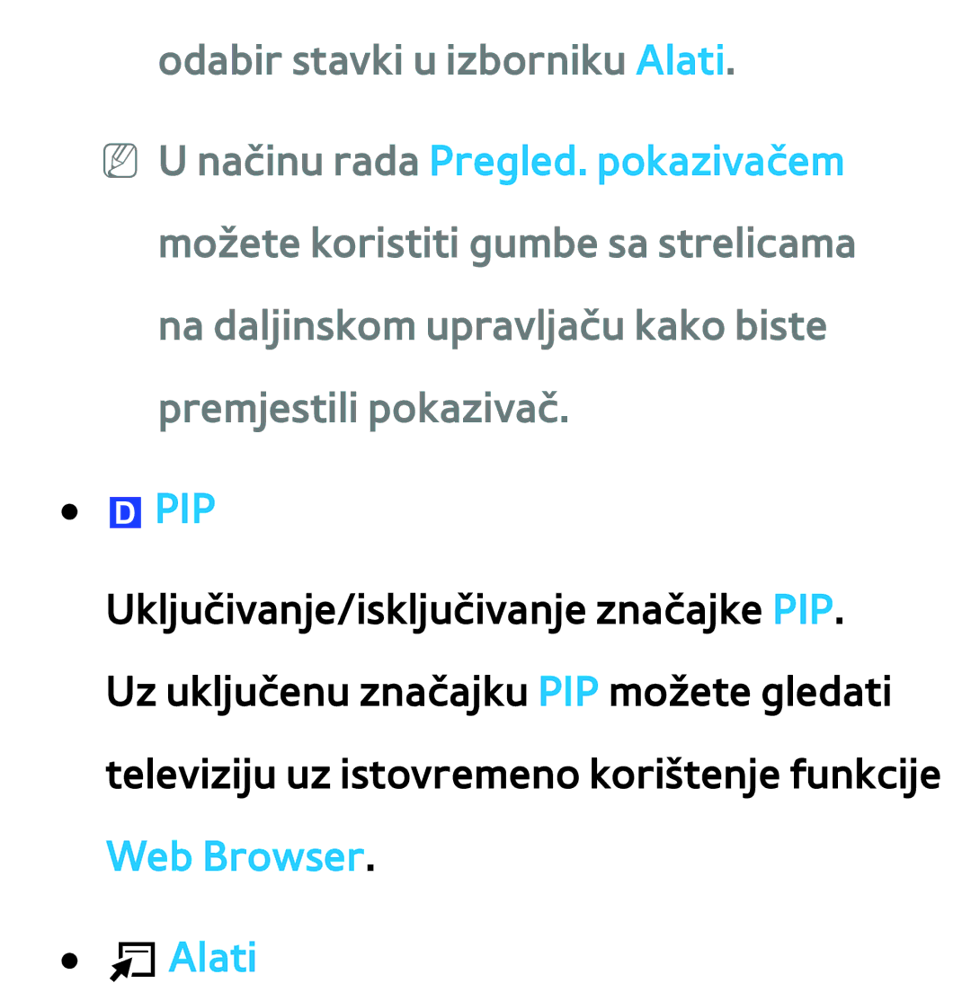 Samsung UE55ES7000SXXH, UE55ES8000SXXH, UE46ES8000SXXH, UE46ES7000SXXH manual Odabir stavki u izborniku Alati, TAlati 