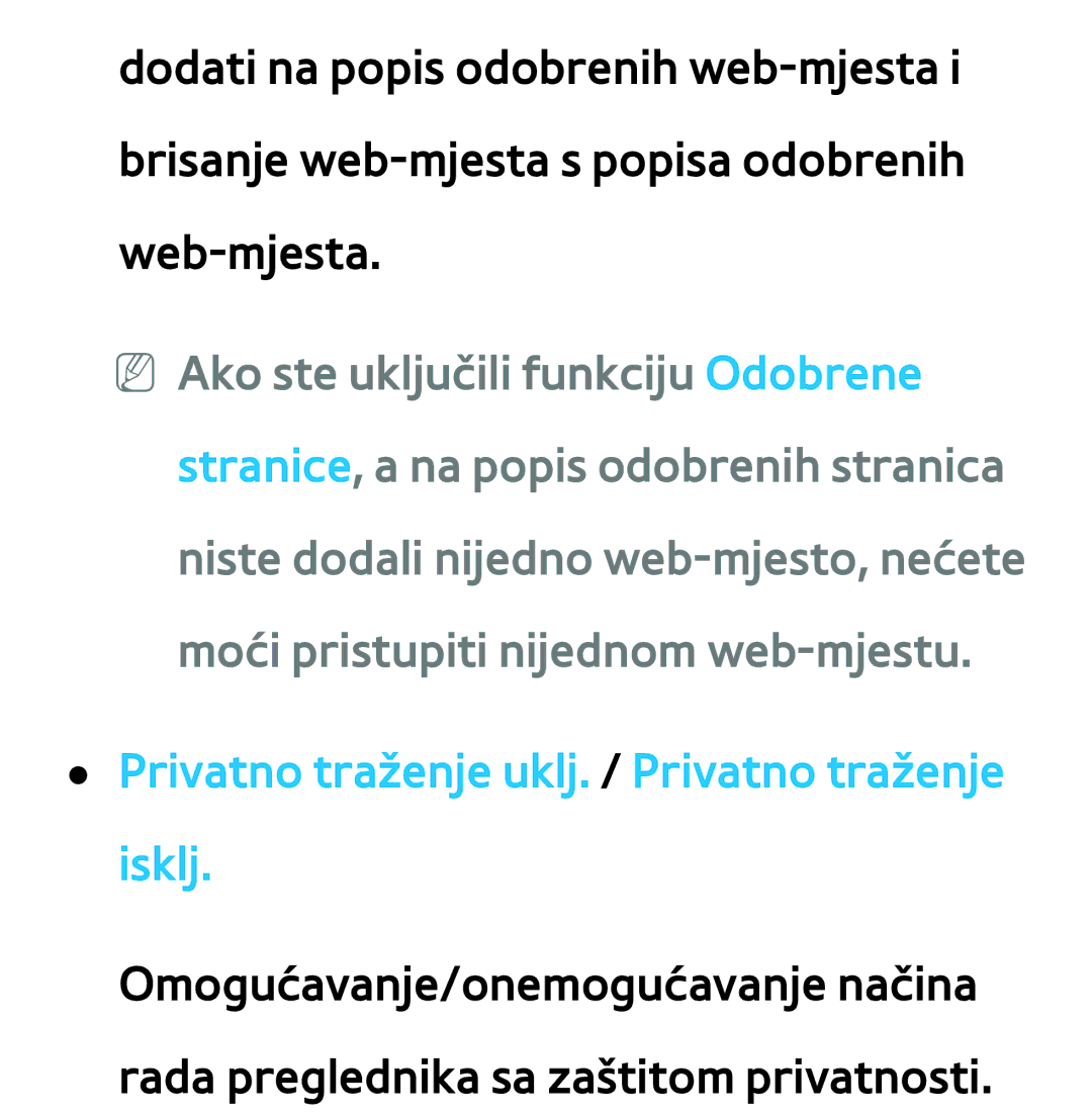 Samsung UE46ES7000SXXH, UE55ES8000SXXH, UE55ES7000SXXH, UE46ES8000SXXH Privatno traženje uklj. / Privatno traženje isklj 