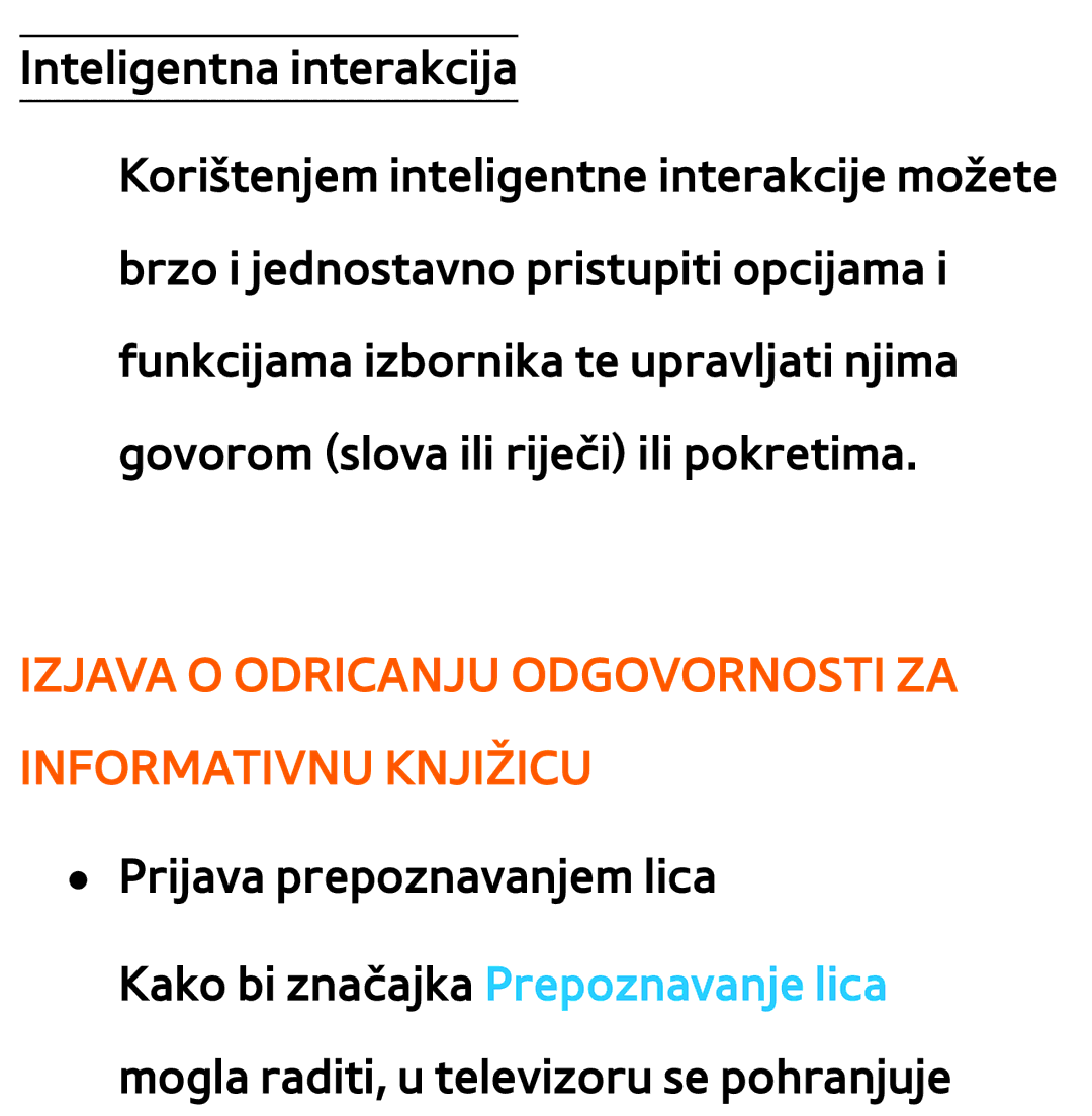 Samsung UE75ES9000SXXH, UE55ES8000SXXH, UE55ES7000SXXH manual Izjava O Odricanju Odgovornosti ZA Informativnu Knjižicu 