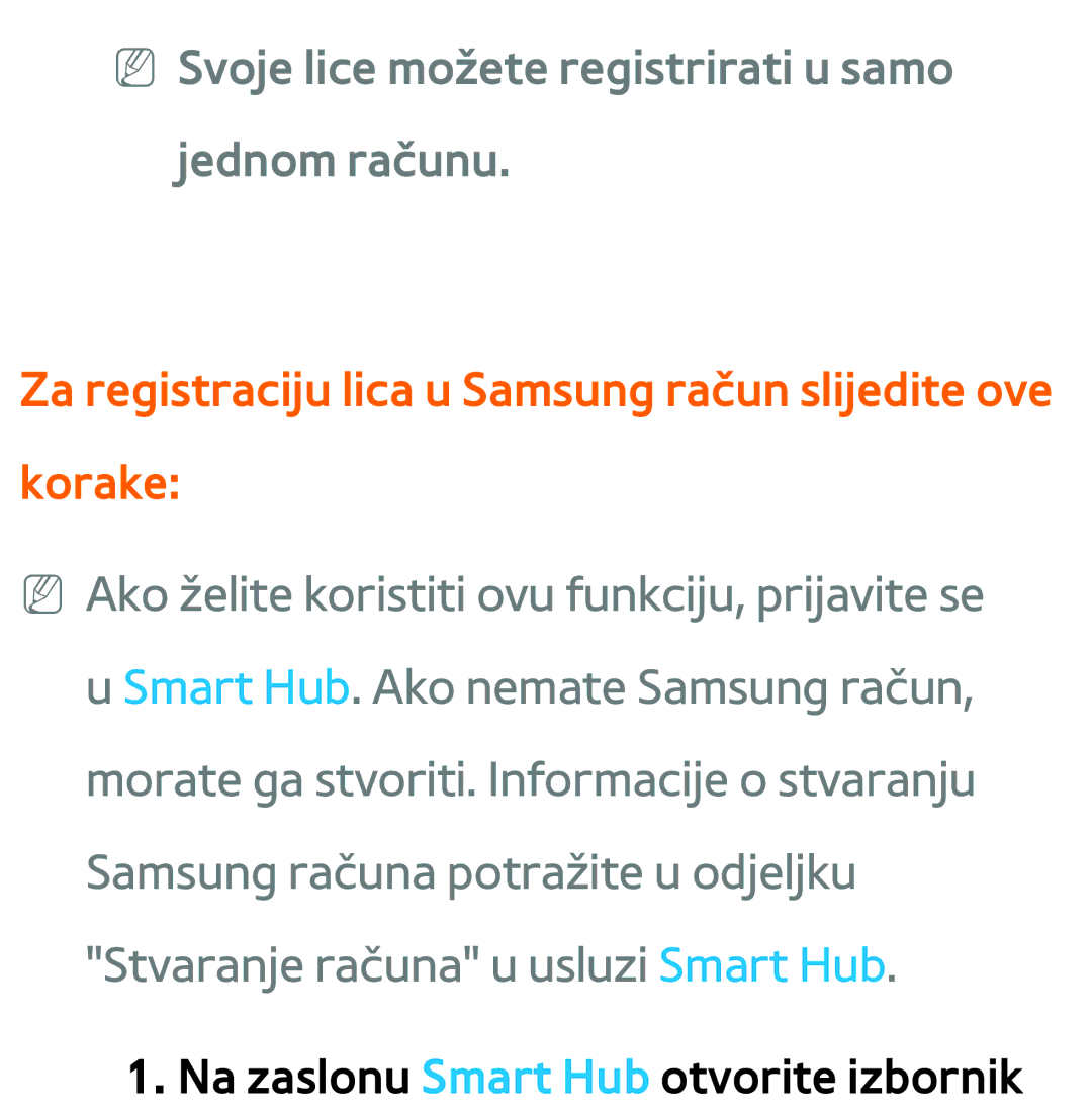 Samsung UE55ES7000SXXH, UE55ES8000SXXH, UE46ES8000SXXH manual NN Svoje lice možete registrirati u samo jednom računu 