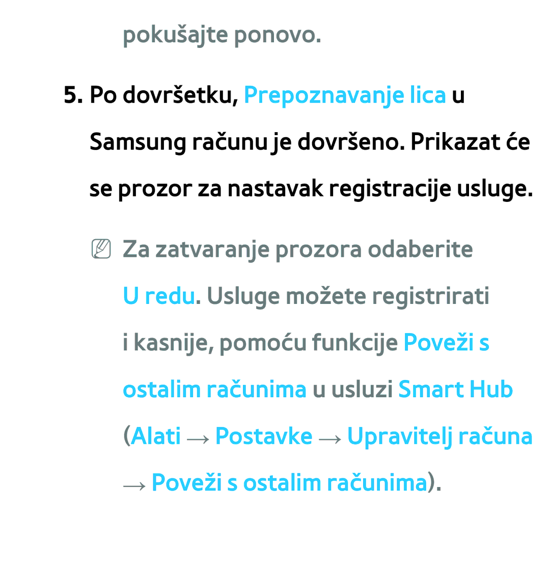 Samsung UE46ES7000SXXH, UE55ES8000SXXH, UE55ES7000SXXH, UE46ES8000SXXH Pokušajte ponovo, Po dovršetku, Prepoznavanje lica u 