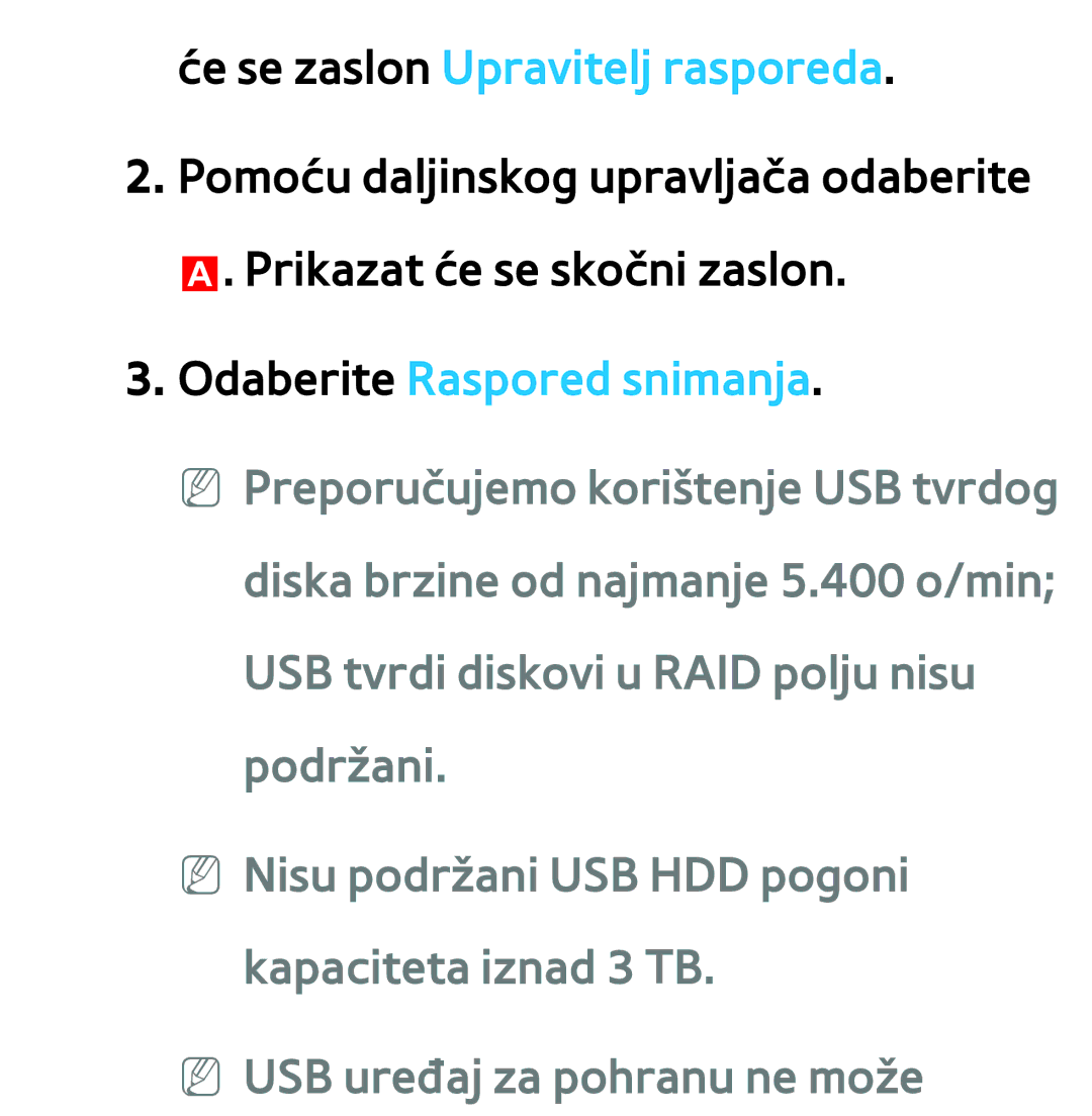 Samsung UE46ES8000SXXH, UE55ES8000SXXH, UE55ES7000SXXH manual Će se zaslon Upravitelj rasporeda, Odaberite Raspored snimanja 