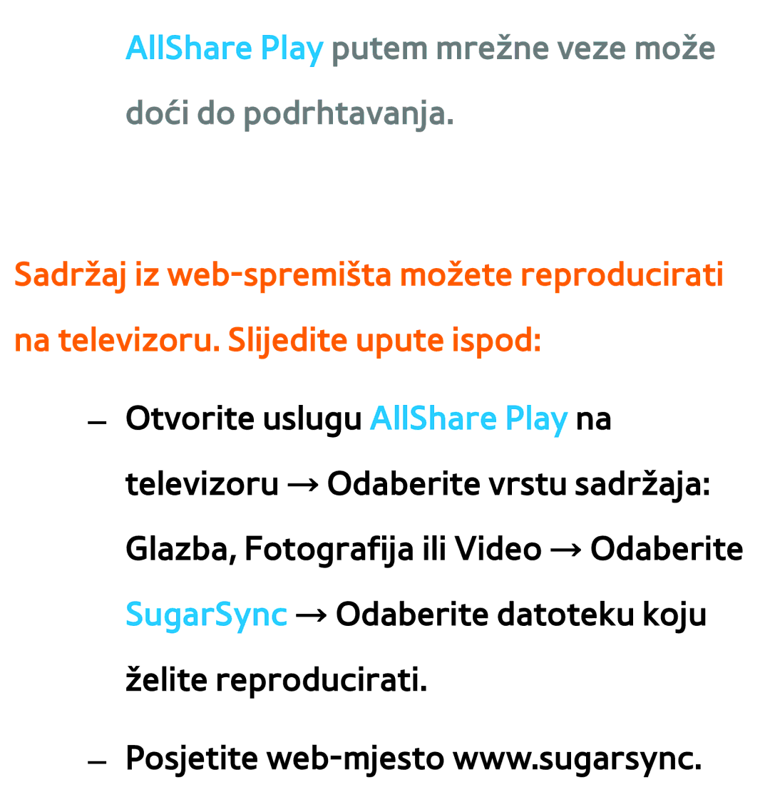 Samsung UE55ES7000SXXH, UE55ES8000SXXH, UE46ES8000SXXH manual AllShare Play putem mrežne veze može doći do podrhtavanja 