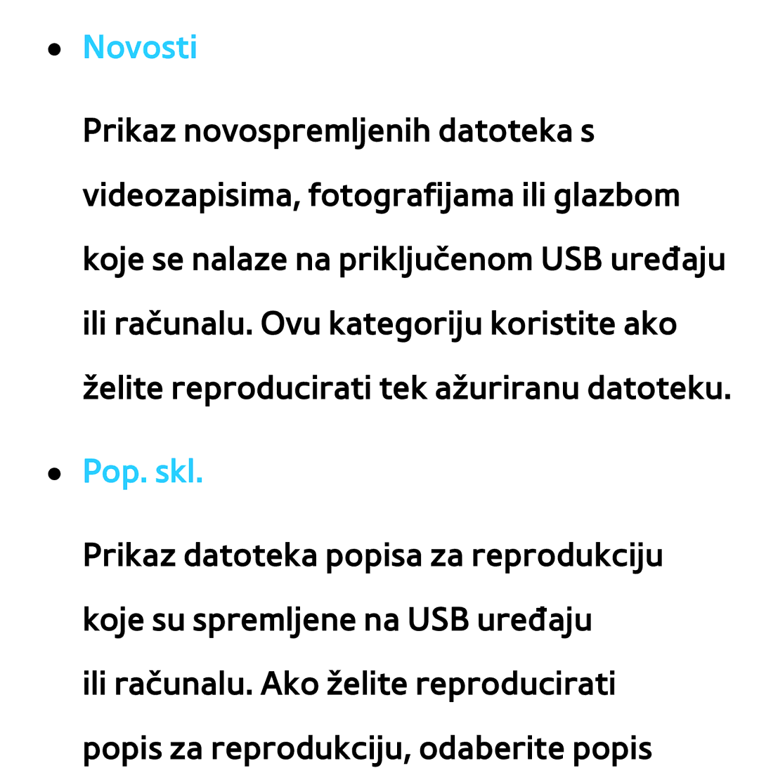 Samsung UE46ES8000SXXH, UE55ES8000SXXH, UE55ES7000SXXH, UE46ES7000SXXH, UE65ES8000SXXH, UE40ES8000SXXH manual Novosti, Pop. skl 