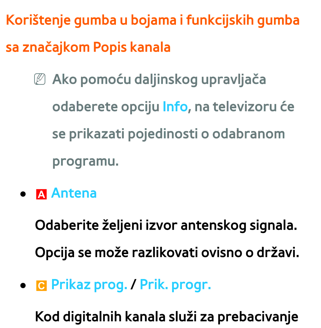 Samsung UE40ES8000SXXH, UE55ES8000SXXH, UE55ES7000SXXH, UE46ES8000SXXH, UE46ES7000SXXH AAntena, Prikaz prog. / Prik. progr 