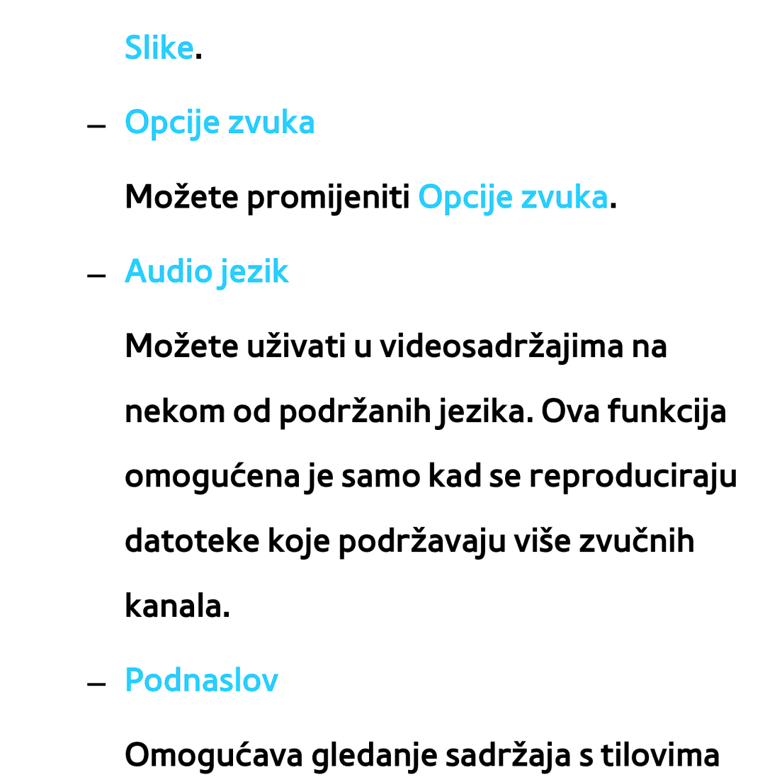 Samsung UE46ES8000SXXH, UE55ES8000SXXH, UE55ES7000SXXH, UE46ES7000SXXH, UE65ES8000SXXH manual Slike Opcije zvuka, Audio jezik 