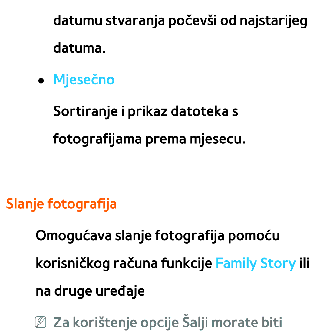 Samsung UE75ES9000SXXH, UE55ES8000SXXH manual Mjesečno, Slanje fotografija, NN Za korištenje opcije Šalji morate biti 