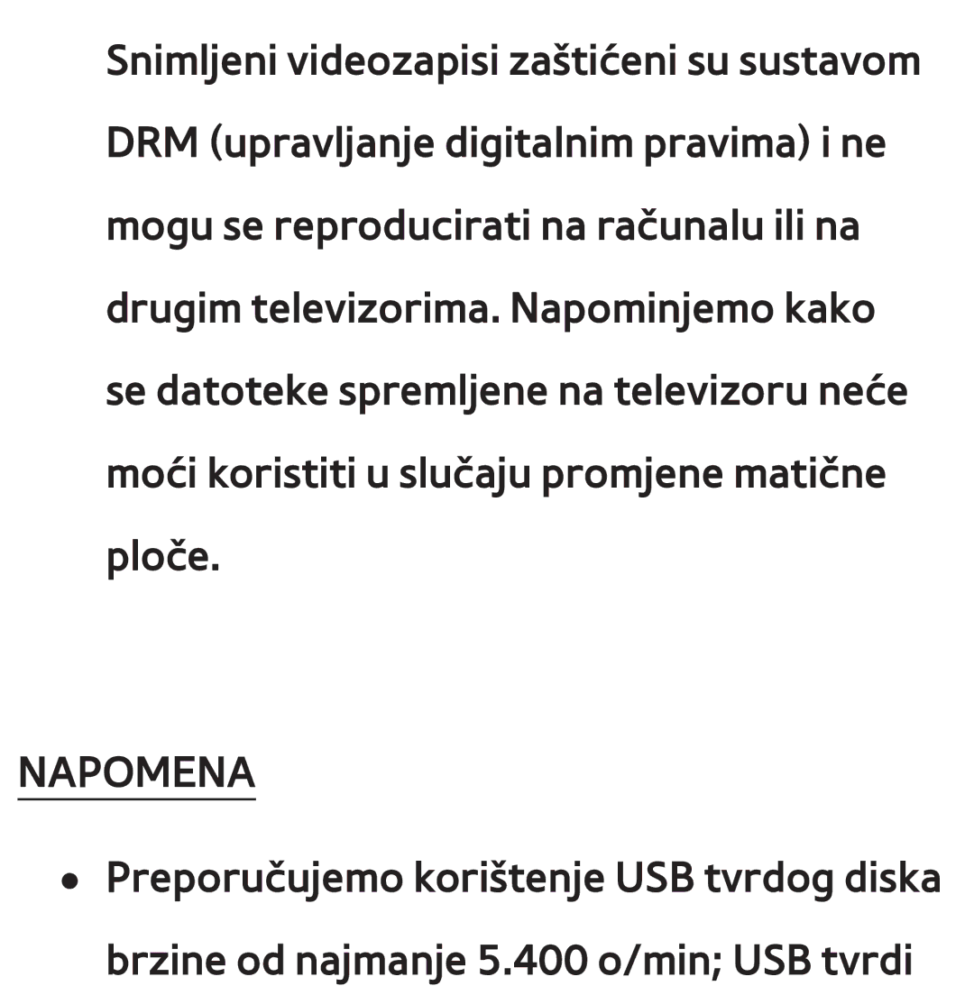 Samsung UE46ES7000SXXH, UE55ES8000SXXH, UE55ES7000SXXH, UE46ES8000SXXH, UE65ES8000SXXH, UE40ES8000SXXH, UE40ES7000SXXH Napomena 