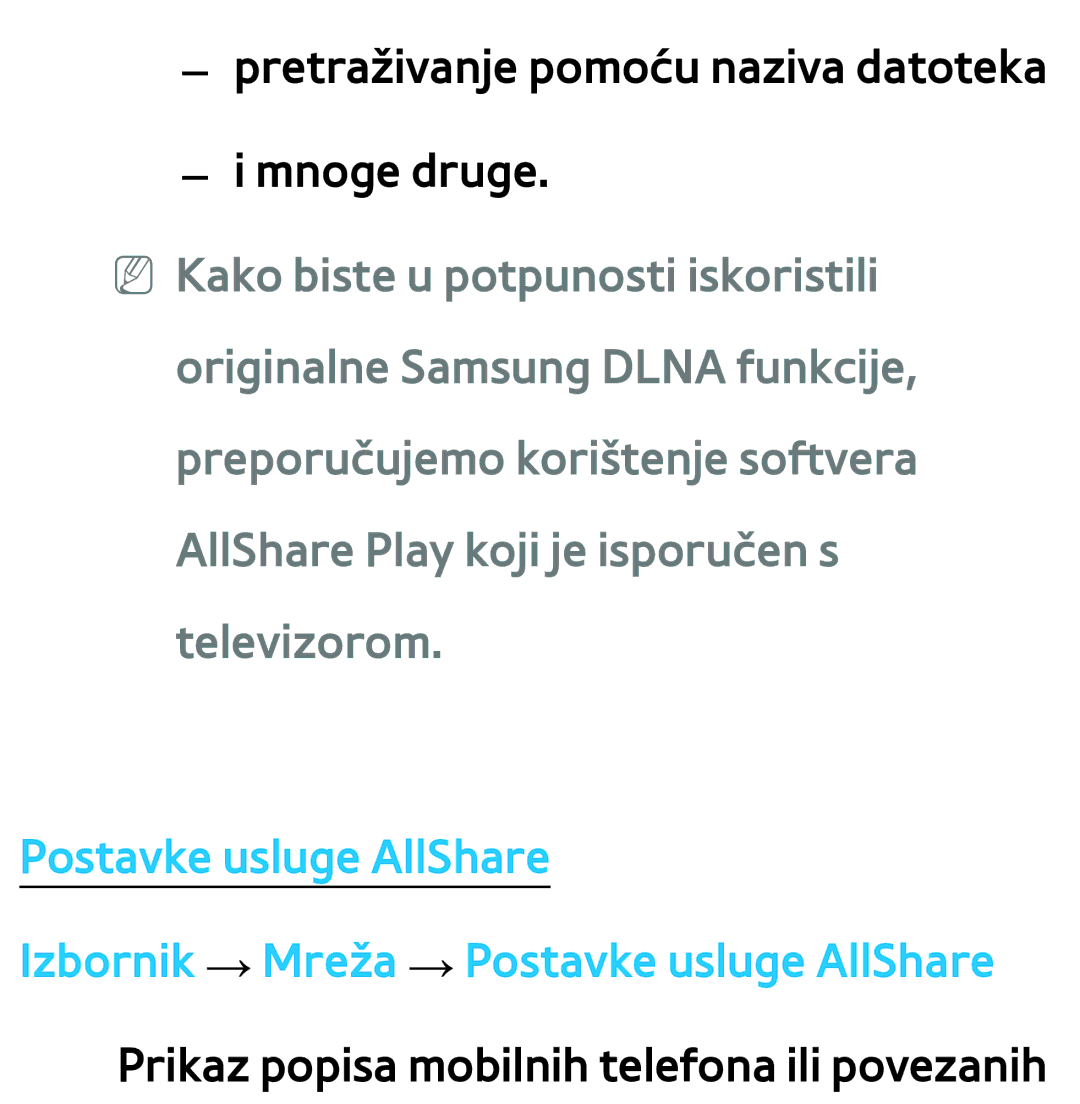 Samsung UE40ES8000SXXH, UE55ES8000SXXH, UE55ES7000SXXH, UE46ES8000SXXH manual Pretraživanje pomoću naziva datoteka Mnoge druge 