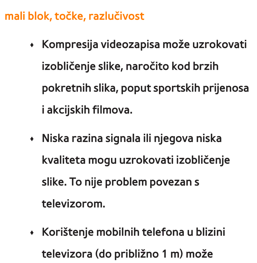 Samsung UE46ES7000SXXH, UE55ES8000SXXH, UE55ES7000SXXH, UE46ES8000SXXH, UE65ES8000SXXH manual Mali blok, točke, razlučivost 