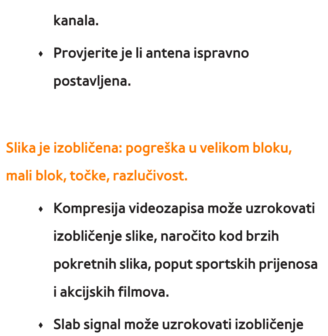 Samsung UE46ES7000SXXH, UE55ES8000SXXH, UE55ES7000SXXH manual Kanala ŒŒ Provjerite je li antena ispravno postavljena 