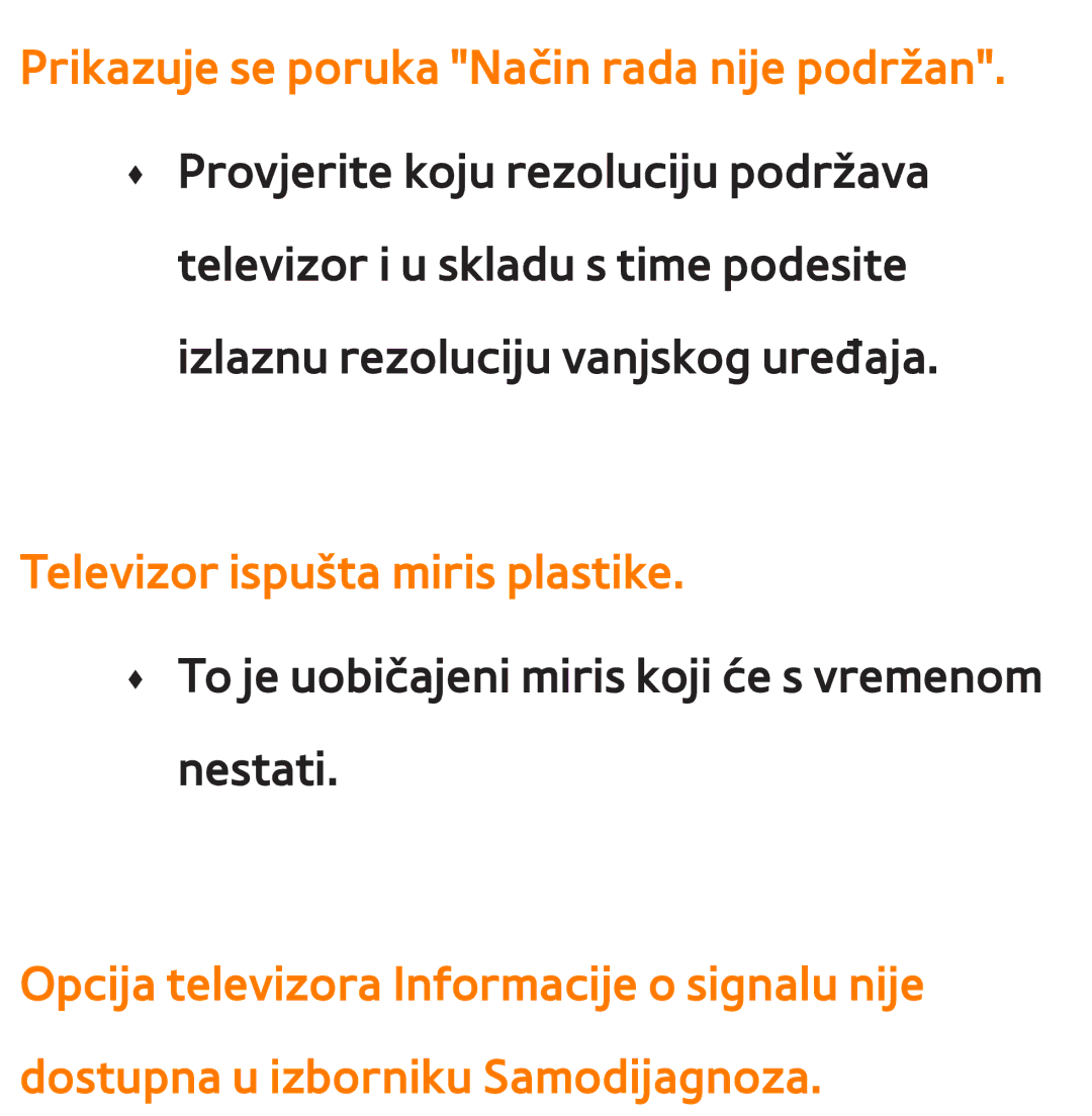 Samsung UE46ES8000SXXH, UE55ES8000SXXH, UE55ES7000SXXH, UE46ES7000SXXH, UE65ES8000SXXH manual Televizor ispušta miris plastike 